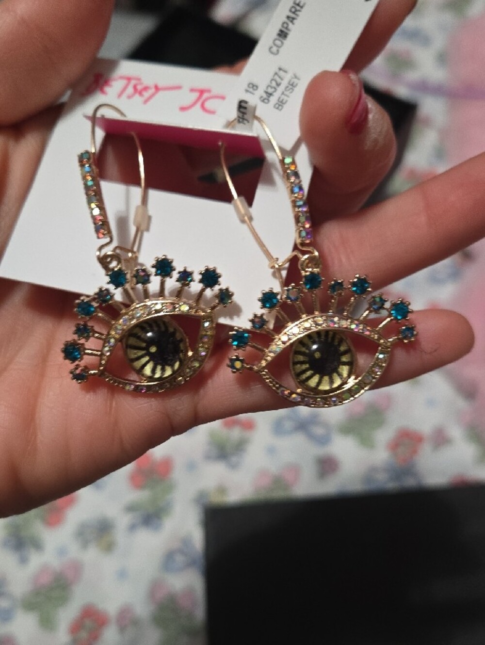 Betsey Johnson Gold-Tone Red and Turquoise Crystal Charm Bracelet - Picture 3 of 6